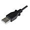 Gros plan d'un câble USB noir, connecteur avec éléments métalliques.