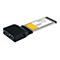 Un adaptateur ExpressCard USB 3.0 noir avec deux ports USB. L'adaptateur porte le logo StarTech.com et la désignation du produit ECUSB3522.
