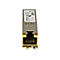 Un module SFP mÃ©tallique avec un connecteur dorÃ©. Inscription : StarTech.com.