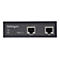 Schwarzer Netzwerk-Adapter mit Anschlüssen. Beschriftung: StarTech.com, POE Out, Data, Mode A.
