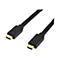 Ein schwarzes HDMI-Kabel mit vergoldeten Anschlüssen. Der Kabelkörper hat Aufschriften.
