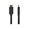 Ein schwarzes HDMI-Kabel mit vergoldeten Anschlüssen, das auf weißem Hintergrund abgebildet ist.