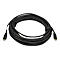 Schwarzes HDMI-Kabel in Spiralform, mit Klettverschluss fixiert.