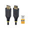 Zwei schwarze HDMI-Kabel mit goldenen Steckern und einem Aufkleber mit HDMI Premium Zertifizierung. Auf einem Kabel steht Startech.com, auf dem anderen HDMI 4K 60Hz 18Gbps.