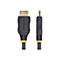 Ein schwarzes HDMI-Kabel mit goldenen Steckern. Auf einem der Stecker steht 'Startech.com'.
