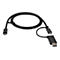 Schwarzes USB-C-Kabel mit USB-A-Adapter; Kabel in S-Form, Anschlüsse deutlich erkennbar.