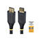 Zwei schwarze HDMI-Kabel mit goldenen Anschlüssen. Auf einem ist "Startech.com" und auf dem anderen "HDMI 4K 60Hz 18Gpbs" vermerkt. Daneben ein Aufkleber mit "HDMI PREMIUM".