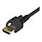 Nahaufnahme eines schwarzen HDMI-Kabels. Der Stecker ist gewinkelt und hat einen vergoldeten Anschluss.