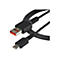 Ein schwarzes USB-C-Kabel mit einem USB-A-Anschluss und einem USB-C-Anschluss. Beide Anschlüsse haben den Markennamen StarTech.com.