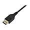Schwarzes DisplayPort-Kabel mit Stecker und Kabelverlauf, vor weißem Hintergrund. Der Stecker ist mit 'D&K' markiert.