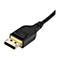 Nahaufnahme eines schwarzen DisplayPort-Kabels mit goldenen Kontakten. Der Stecker ist im Detail zu sehen.