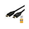 Zwei schwarze HDMI-Kabel mit Steckern; rechts Aufkleber mit HDMI-Logo und Text.
