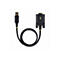 Schwarzes USB-zu-RS232-Adapterkabel. Das Kabel hat einen USB-A-Stecker und einen seriellen DB9-Anschluss. Am seriellen Stecker befinden sich drei LED-Leuchten.