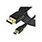 Schwarz DisplayPort-Kabel mit vergoldeten Anschlüssen. Der Stecker ist in der Nahaufnahme zu sehen.