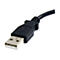 Nahaufnahme eines schwarzen USB-Kabels mit Metallanschluss, Symbol des USB-Standards.