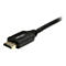 Ein schwarzes HDMI-Kabel mit dem Logo StarTech.com und einem goldfarbenen Anschluss, das schräg auf weißem Hintergrund liegt.
