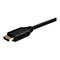Nahaufnahme eines schwarzen HDMI-Kabels mit goldenem Stecker. HDMI Logo sichtbar.
