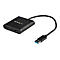 Schwarzer USB-HDMI-Adapter. Das Gerät zeigt zwei HDMI-Anschlüsse und ein USB-Kabel. Aufschrift: StarTech.com.