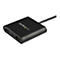 Ein schwarzer HDMI-Adapter der Marke StarTech.com. Er hat zwei HDMI-Anschlüsse und ein Kabel.