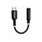 Ein schwarzer USB-C-auf-3,5-mm-Klinken-Adapter von StarTech.com. Beide Enden sind sichtbar.