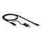 CÃ¢ble USB noir avec connecteurs USB-C et USB-A, sur fond blanc.