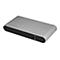 Grauer, rechteckiger Festplattenadapter mit USB-Anschluss. Schwarze Vorderseite, abgerundete Kanten. StarTech.com-Logo.
