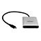 Silberner Kartenleser mit schwarzem USB-C-Kabel. Aufschrift StarTech.com und Steckplätze für SD, CF und microSD Karten.