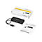Schwarze USB-Dockingstation mit Kabel, Box und Anleitung auf weiÃŸem Hintergrund. Text: StarTech.com.