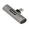 Grauer USB-C-Adapter mit USB 2.0 und StarTech.com-Logo. EnthÃ¤lt einen USB-C-Anschluss und einen KopfhÃ¶reranschluss.