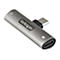 Grauer USB-C-Adapter mit Kopfhörer- und Ladeanschluss, Startech.com-Logo.