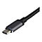 Nahaufnahme eines USB-C-Kabels mit grauem Stecker und schwarzem Kabel.