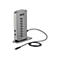 Graue Dockingstation mit USB-C-Kabel. Logo: StarTech.com. Steht auf einer Basis.