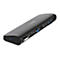Schwarze Dockingstation mit Anschlüssen wie HDMI, USB und VGA. Die Marke StarTech.com ist sichtbar.