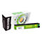 Eine gelbe Tintenpatrone und eine Verpackung mit dem Aufdruck Premium Ink Cartridge.