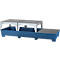 Station IBC ASECOS, en acier, avec caillebotis, 2 stands de remplissage et chaussures de chariot élévateur, capacité de 1000 l, L 3280 x P 1300 x H 820 mm, peint
