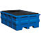 Station IBC, volume 1000 l, jusqu'à 2000 kg, accessible par le dessous, avec caillebotis en PE, polyéthylène, bleu, L 1980 x P 1370 x H 720 mm