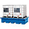 Station IBC, volume 2000 l, jusqu'à 4000 kg, accessible par le dessous, avec caillebotis en PE, polyéthylène, bleu, L 2530 x P 1320 x H 610 mm
