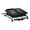 Steba Raclette-Grill mit Edelstahlgehäuse, Wendeplatte und vier Pfännchen auf weißem Hintergrund.
