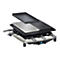 Steba Raclette-Grill mit Edelstahlgehäuse, Natursteinplatte, Grillplatte und abnehmbarer Pfanne auf weißem Grund.