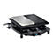 Steba Raclette-Grill mit Steinplatte und gerippter Grillfläche sowie acht Pfännchen vor weißem Hintergrund.