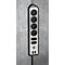 Steckdosenleiste brennenstuhl estilo, 6-fach, 2 USB-Ladebuchsen, IP20, Kabellänge 2 m, L 365 x B 60 x T 110 mm, Edelstahl & Kunststoff, schwarz-silber