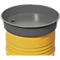Gray drip tray sits on top of a yellow barrel.