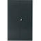 Dark gray closed cabinet with two doors and a silver handle.