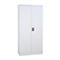 White filing cabinet, two doors, square handle, against a white background.