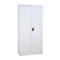 White file cabinet with two doors and a black handle.