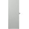 A gray cabinet door with a handle and a key.