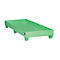 Light green plastic tray with four feet on a white background. The tray is rectangular.