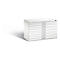White drawing cabinet with ten drawers and silver handles, shadow.