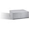 Grey, rectangular cabinet with five drawers, with shadow on a white background.