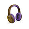 Casque marron et violet avec motifs de boussole et de lune.